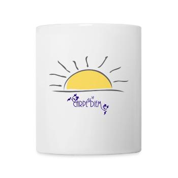 carpe diem floral w / sunrise - Mug blanc - blanc - Devant