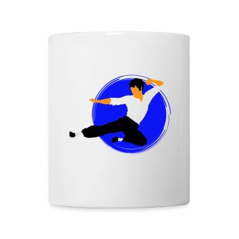 Karate-Flugtritt im blauen Kreis - Tasse - Weiß - Vorne