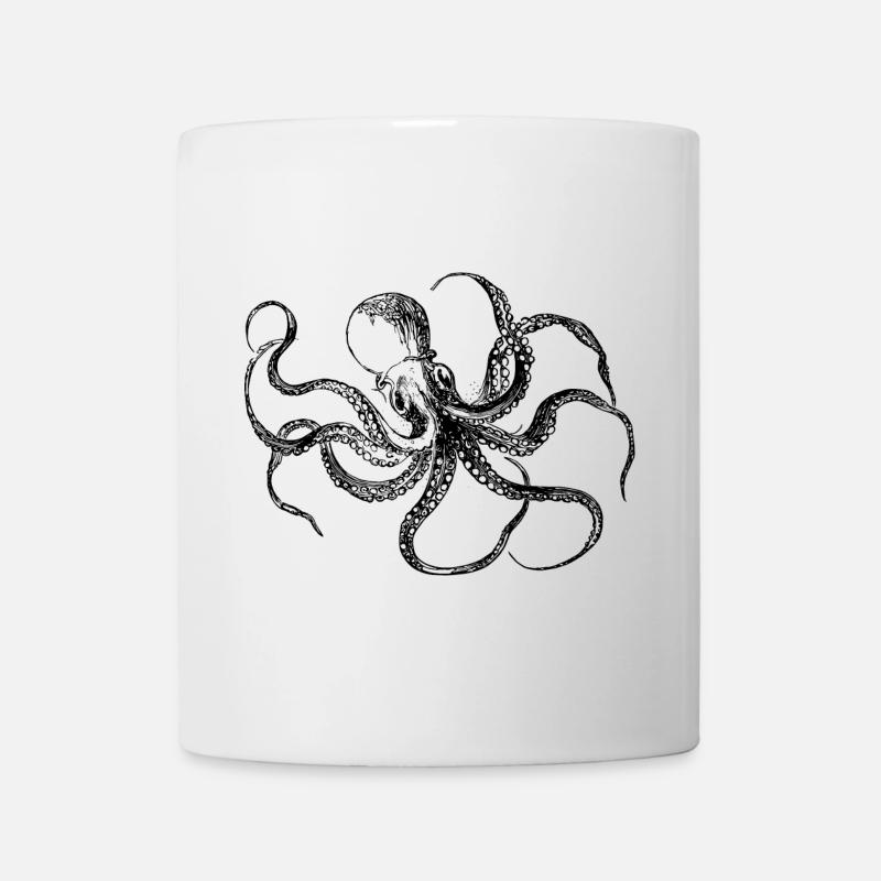 Occult Octopus Illustration – Vintage Cosmic Art - Mug - white