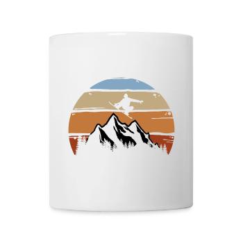 Sowboarder, Berge, Wintersport, Schnee, vintage - Tasse - Weiß - Vorne