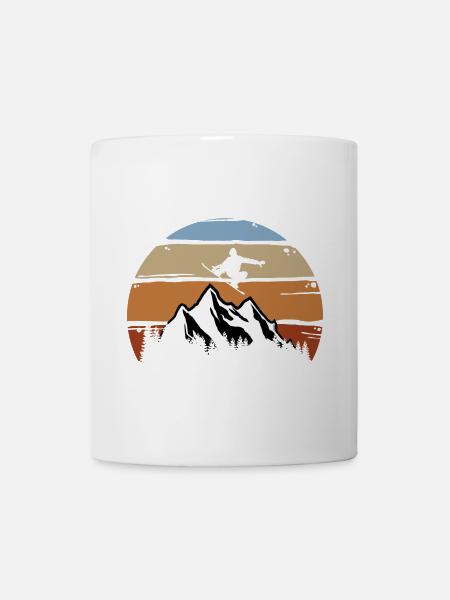 Sowboarder, Berge, Wintersport, Schnee, vintage - Tasse - Weiß