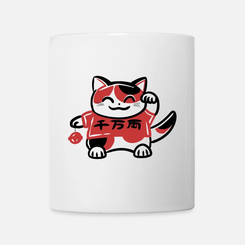 Japanische Glückskatze Maneki Neko - Tasse - Weiß