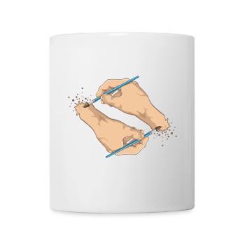 Hands and paint brushes - Mug - white - Front