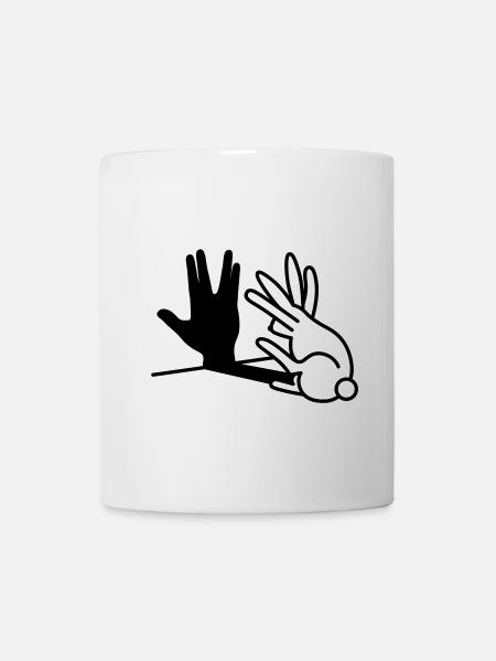 Kaninche Schatten Hand Vulkanischer Gruß trekkie - Tasse - Weiß