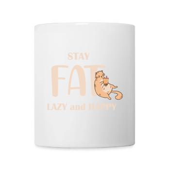 Stay Lazy Happy Cat Lover Saying - Mug - white - Front