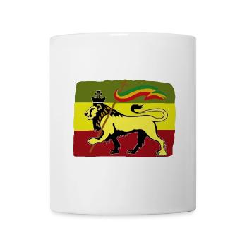 Reggae-Löwe mit Rasta Fahne - Tasse - Weiß - Vorne