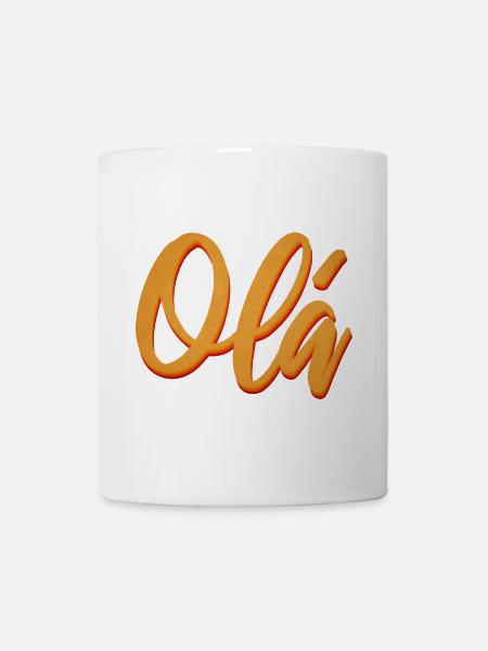 Olá Orange Script Tee - Tasse - Weiß