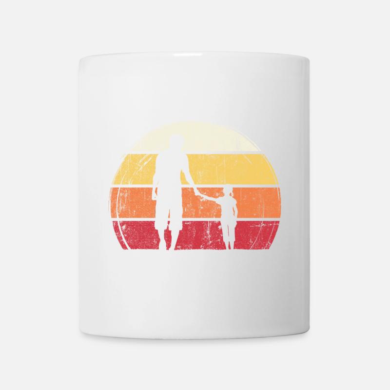 Sunset Silhouette: Vater und Kind - Tasse - Weiß