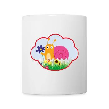 Kleine süße Schnecke mit Blume - Tasse - Weiß - Vorne