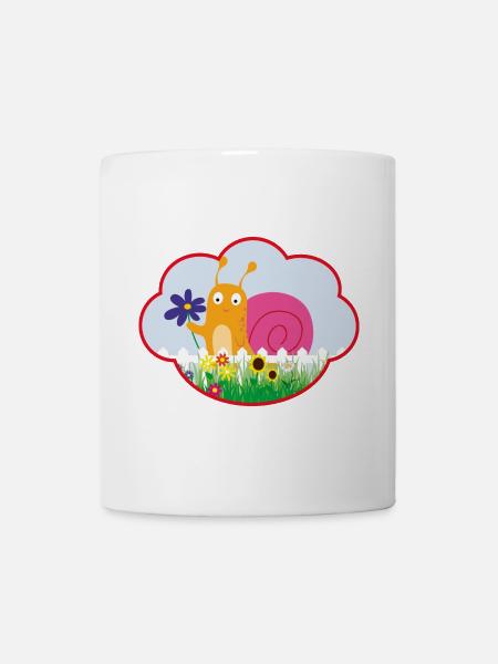 Kleine süße Schnecke mit Blume - Tasse - Weiß