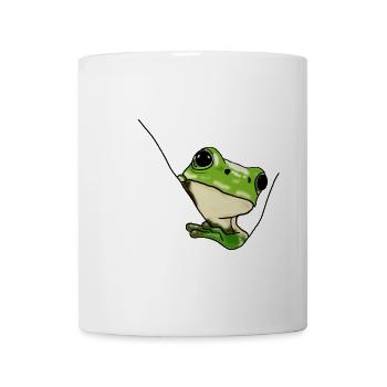 Grüner Frosch – Niedliche Illustration - Tasse - Weiß - Vorne