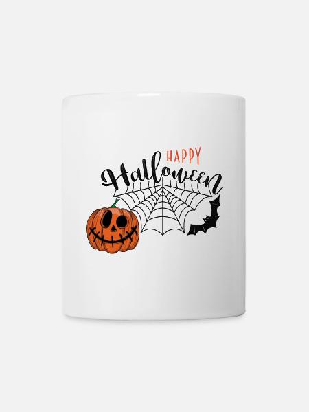 Halloween Kürbis mit Spinnennetz - Tasse - Weiß