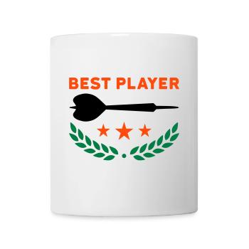 Best player (Dartpfeil, drei Sterne, Lorbeerkranz) - Tasse - Weiß - Vorne