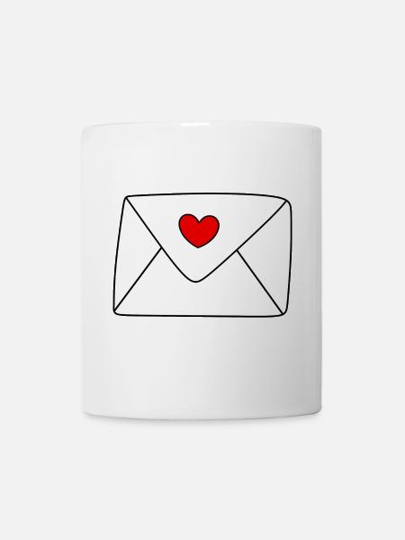 Herz Brief Liebesbrief Geschenk Valentinstag Paare - Tasse - Weiß