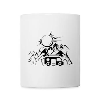 camping camper Berge Natur Reisen Logo icon Team - Tasse - Weiß - Vorne