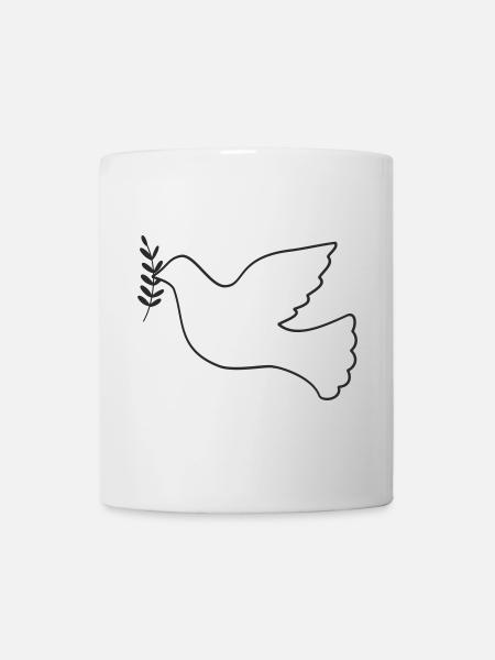 Friedenstaube mit Zweig - Tasse - Weiß