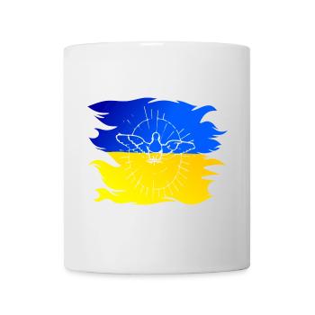Ukraine Flagge mit Friedenstaube - Tasse - Weiß - Vorne