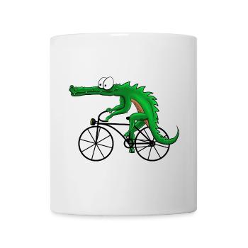 Crocodile with bike - Mug - white - Front