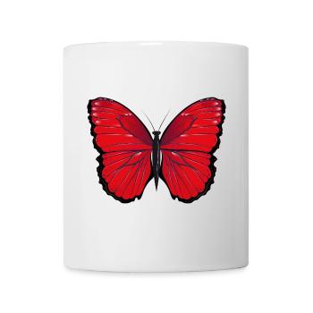 red butterfly hand-drawn and coloured - Mug - white - Front