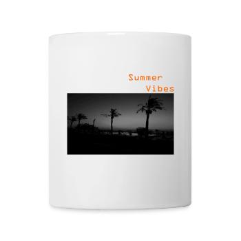 Ambiance estivale, palmiers, été, vacances, amusement, dicton - Mug blanc - blanc - Devant