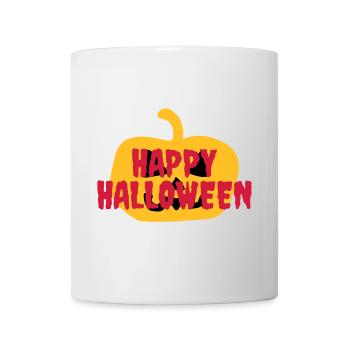 Happy halloween (Halloweenkürbis im Hintergrund) - Tasse - Weiß - Vorne