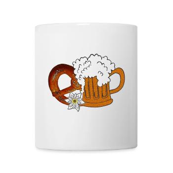 Bierglas, Volksfeste, Brezel mit Bierhumpen - Tasse - Weiß - Vorne