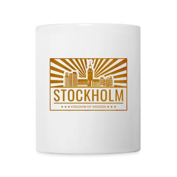 Stockholm Skyline Vintage Siebdruck - Tasse - Weiß - Vorne