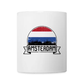 Amsterdam Skyline Retro Abzeichen - Tasse - Weiß - Vorne