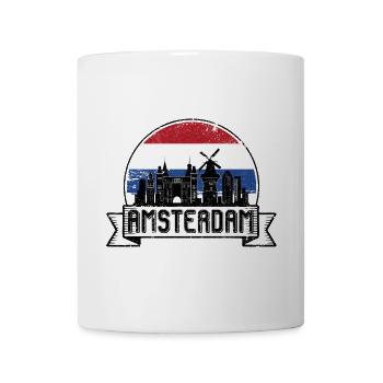 Amsterdam Retro Skyline Badge - Mug - white - Front