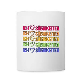 Ich Liebe Süßigkeiten Herz Naschkatzen Statement - Tasse - Weiß - Vorne