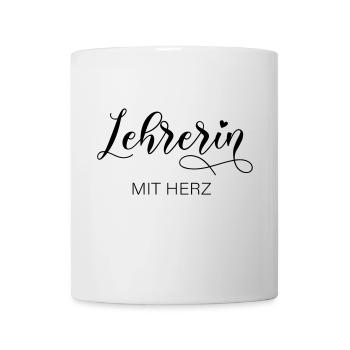 Lehrerin mit Herz - personalisierbar - Tasse - Weiß - Vorne