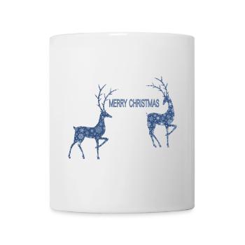 Blaues Rentier-Paar zu Weihnachten - Tasse - Weiß - Vorne