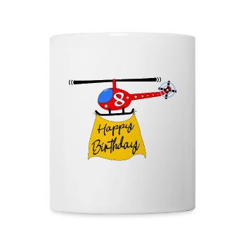 Hubschrauber Happy Birthday 8 - Tasse - Weiß - Vorne