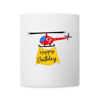 Helicopter Happy Birthday 9 - Mug - white - Front