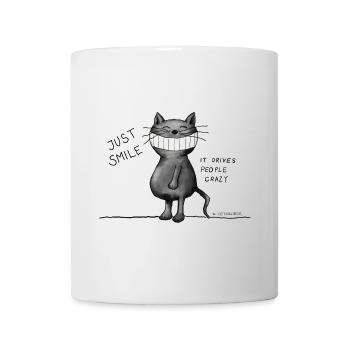 Just smile! It drives people crazy, cat, grin - Mug - white - Front