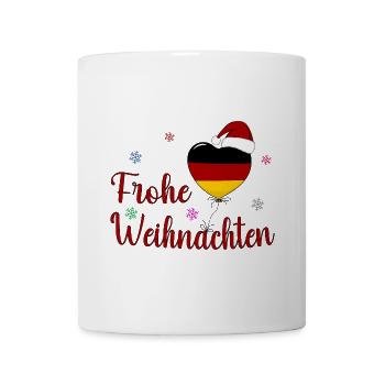 Frohe Weihnachten Deutschland Herz - Tasse - Weiß - Vorne