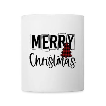 Red tartan Christmas tree - Mug - white - Front