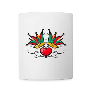 Tatouage de cœur de carnaval Fool’s Cap - Mug blanc - blanc - Devant