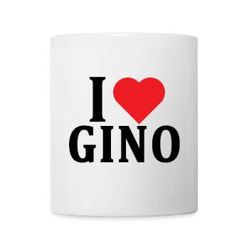 T-Shirt Ich liebe Gino T-Shirt Geschenkidee - Tasse - Weiß - Vorne
