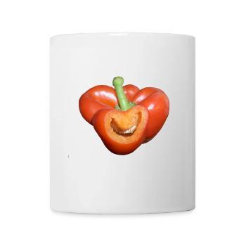 Oui les poivrons! Drôles de légumes rire joyeusement heureux - Mug blanc - blanc - Devant