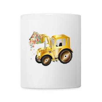 Tracteur à chargement frontal avec fleurs en fleurs et verdure - Mug blanc - blanc - Devant