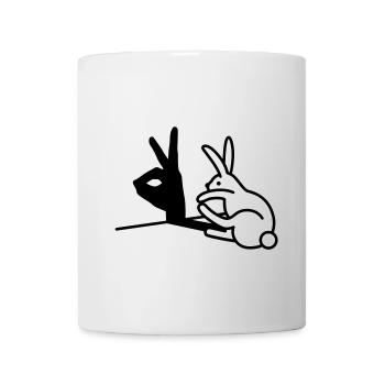 Lustiges Kaninchen Hand Schatten Puppen Humor Pop Art - Tasse - Weiß - Vorne