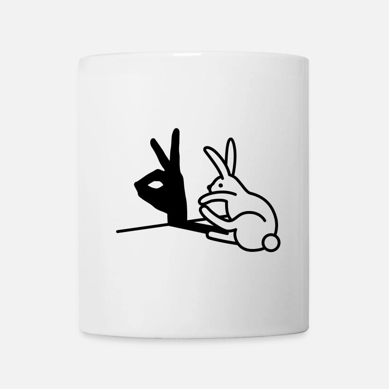 Drôle Lapin main marionnettes d’ombre humour pop art - Mug blanc - blanc