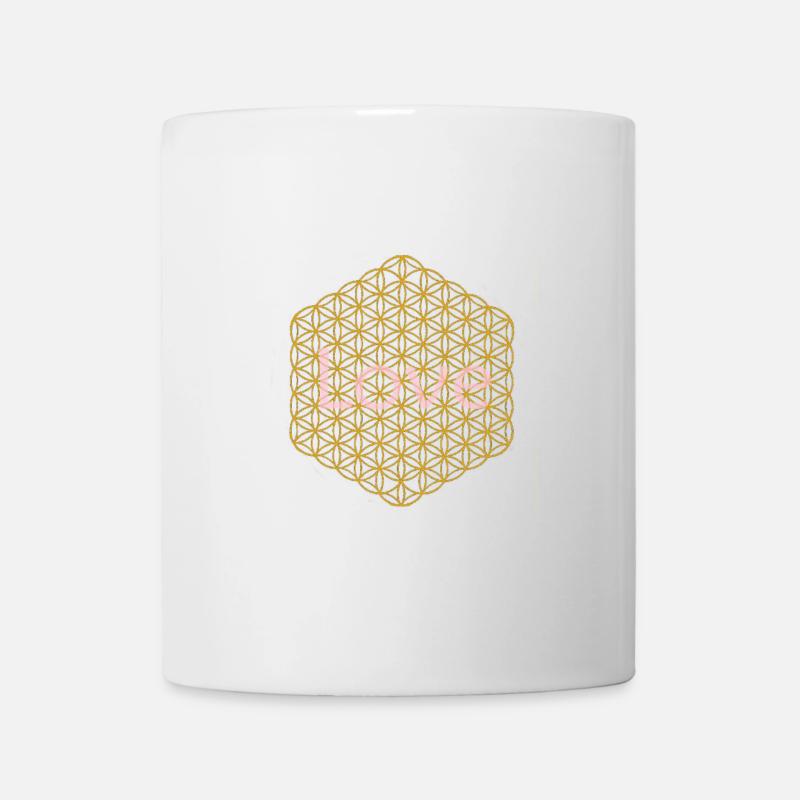 Blume des Lebens - 5. Dimension - gold - love - Tasse - Weiß