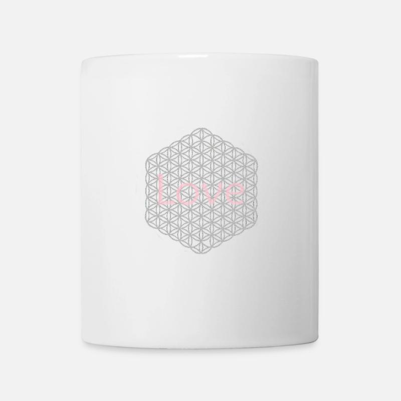 Blume des Lebens - 5. Dimension - silber - love - Tasse - Weiß