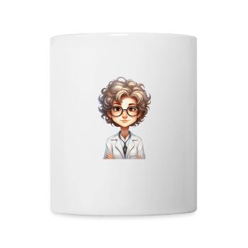 Portrait einer jungen Frau im Cartoon Stil - Tasse - Weiß - Vorne