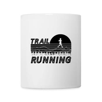 Trail running in the sunset with mountains and Wa - Mug - white - Front