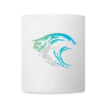 surfer wave water sea sports color icon logo - Mug - white - Front