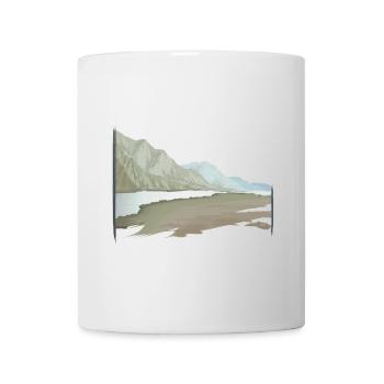 River landscape painted pastel with brush frame - Mug - white - Front