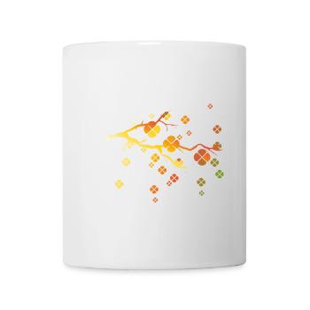 filigraner herbstlicher Zweig mit bunten Blättern - Tasse - Weiß - Vorne
